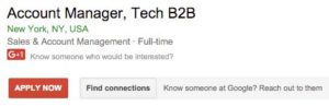 Google Job Posting - Account Manager, New York, NY