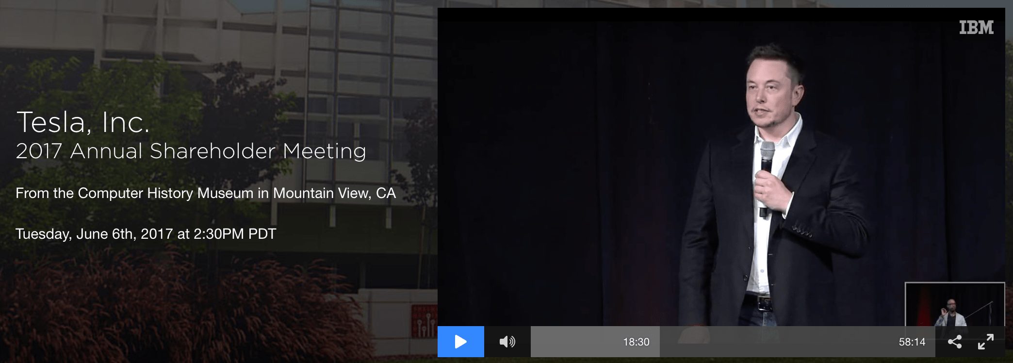 Image of Tesla Shareholder Meeting Webcast