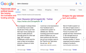 Screenshot of Google Search Results for Dare Obasanjo