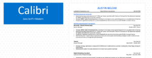 Example of Calibri Font For Resume