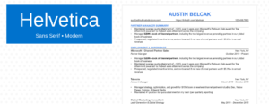 Example of Helvetica Font For Resume