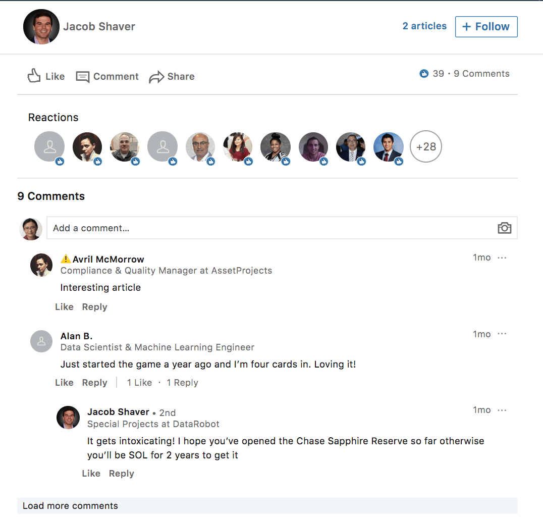 Example of good discussion generated from a LinkedIn article