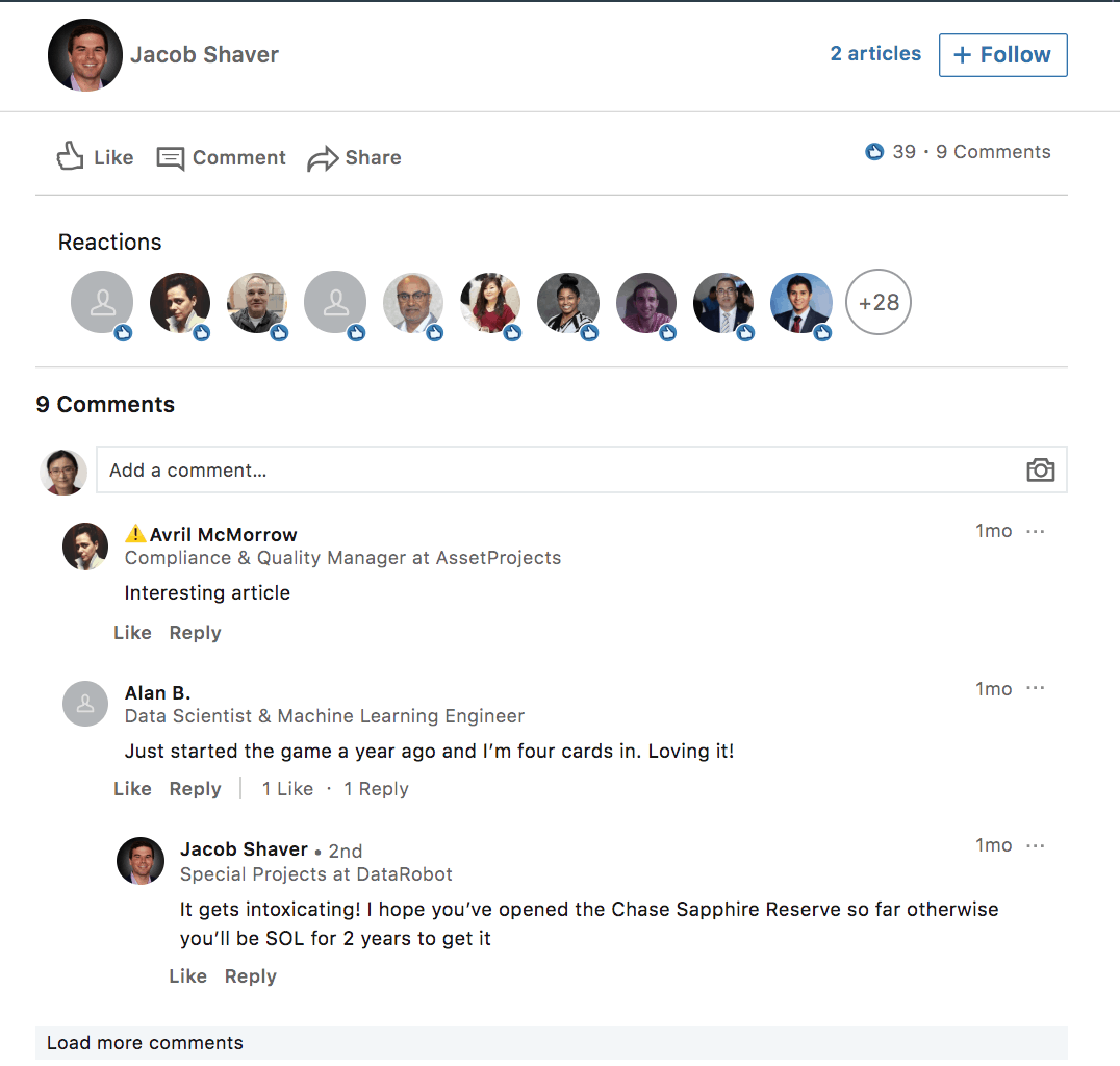 Example of good discussion generated from a LinkedIn article ...