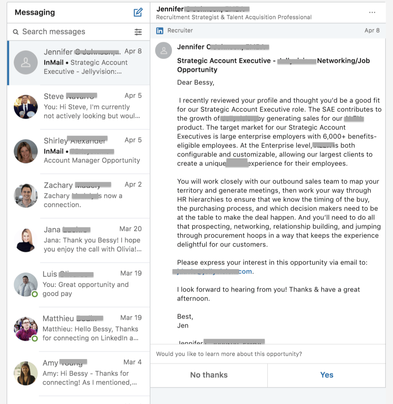 Examples of LinkedIn InMail Messages