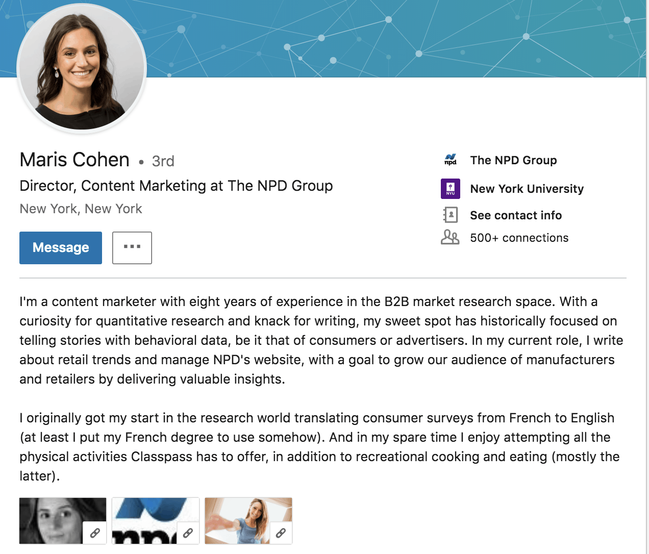 Maris LinkedIn Profile Screenshot Cultivated Culture