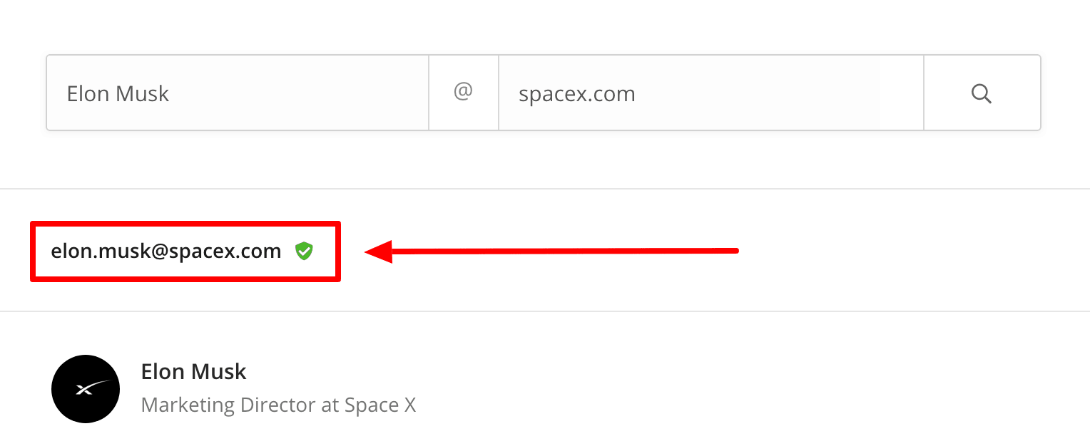 Screenshot of Elon Musk email address