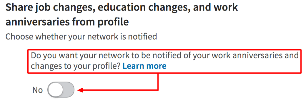 Screenshot of LinkedIn profile privacy settings