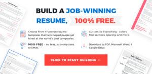 Screenshot of free resume templates in my free resume builder tool