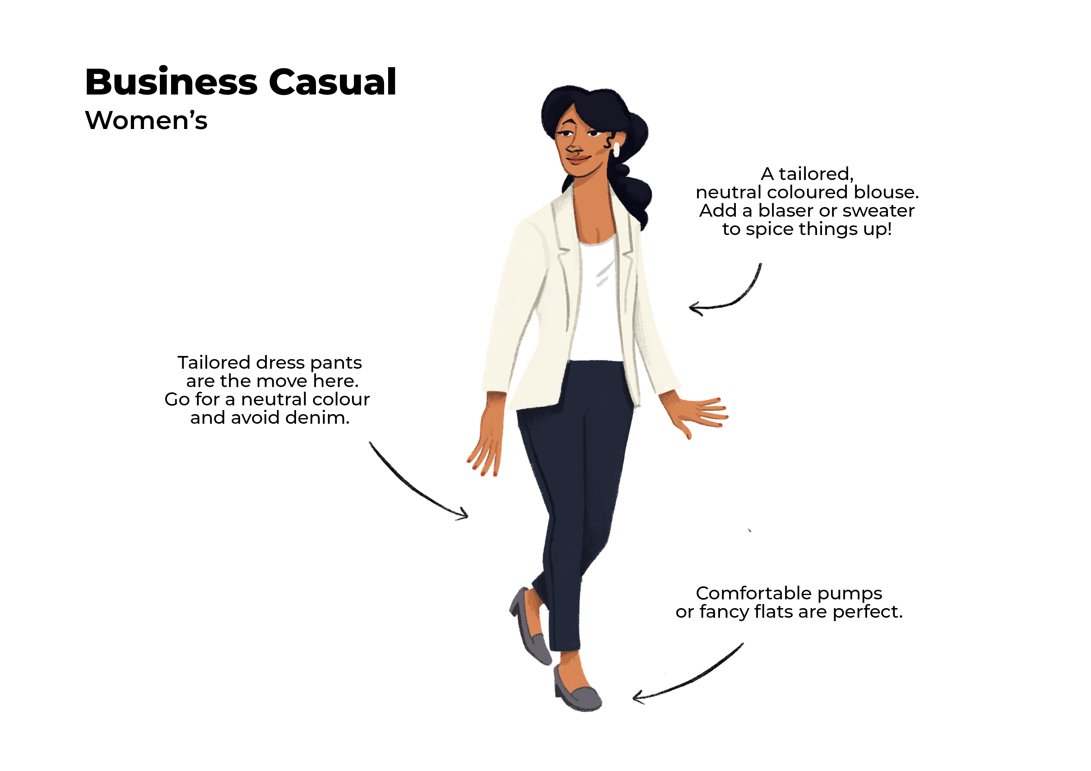 business casual women interview