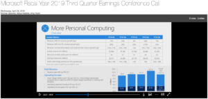 Screenshot of Microsoft Quarterly Earnings Webcast