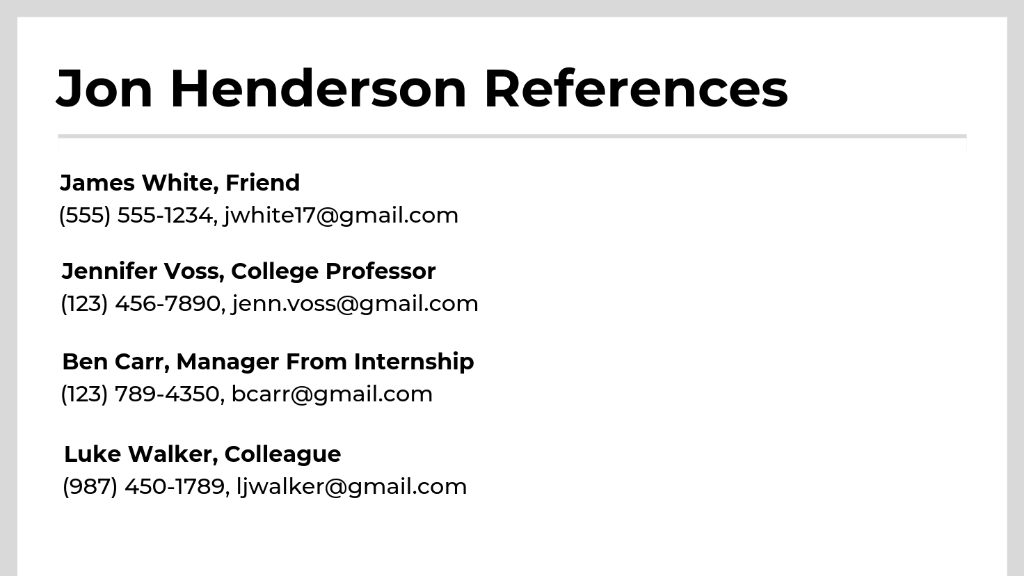 Job interview references examples