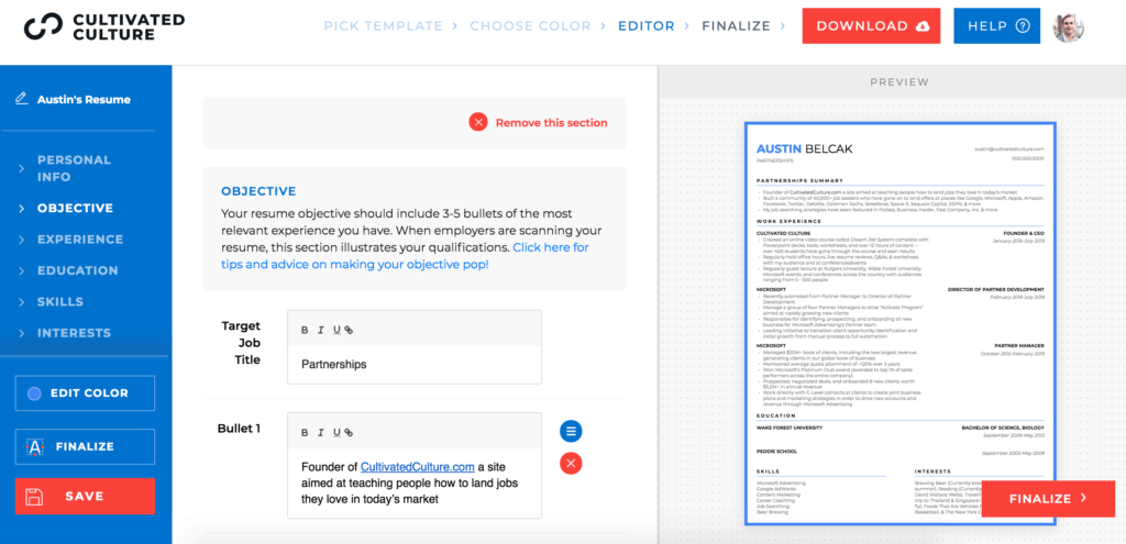 Resume Builder With Templates That Match Your Cover Letter