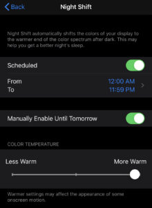 Enabling Night Shift Mode On An iPhone
