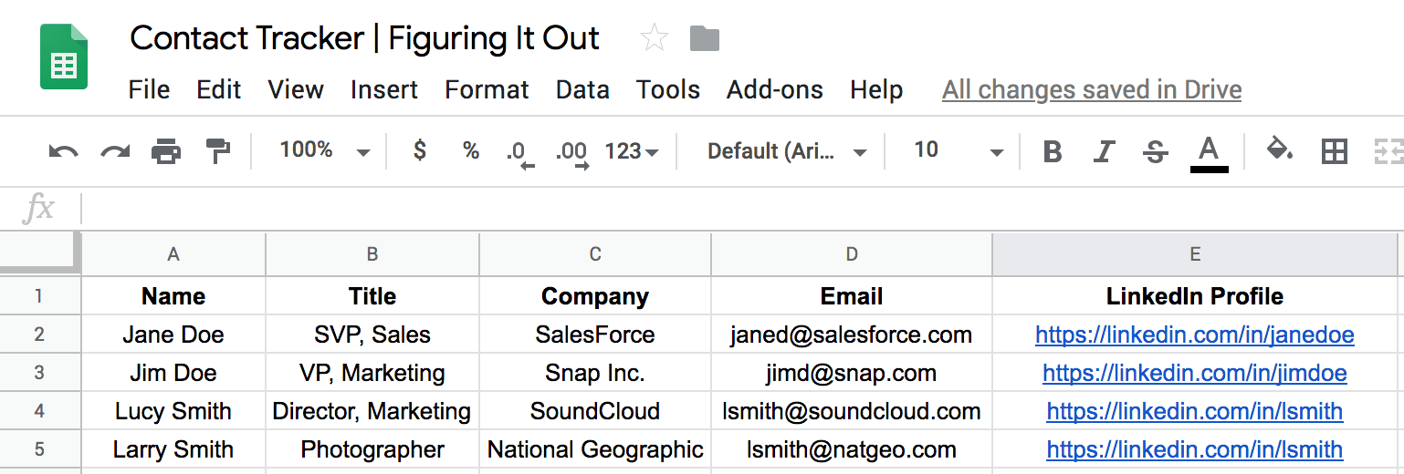 Tracker used to store information about contacts