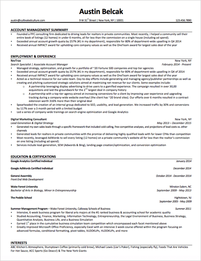 write a resume to get a job