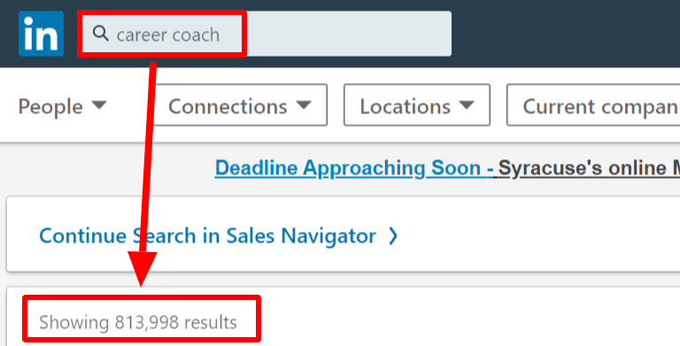 Search For Career Coach On LinkedIn