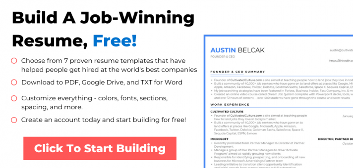 Build A Job-Winning Resume For Free