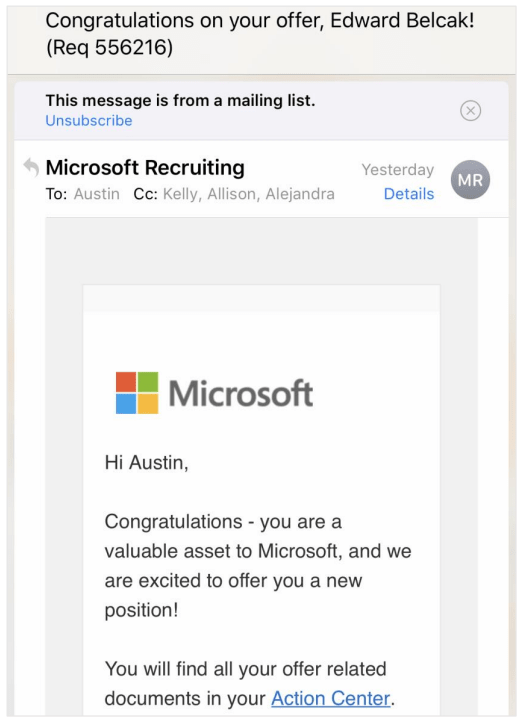 Austin's Job Offer From Microsoft