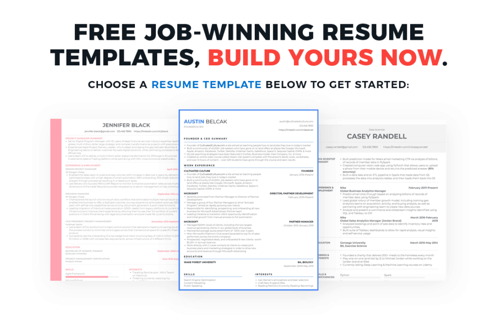 Free Resume Templates For Building A Resume