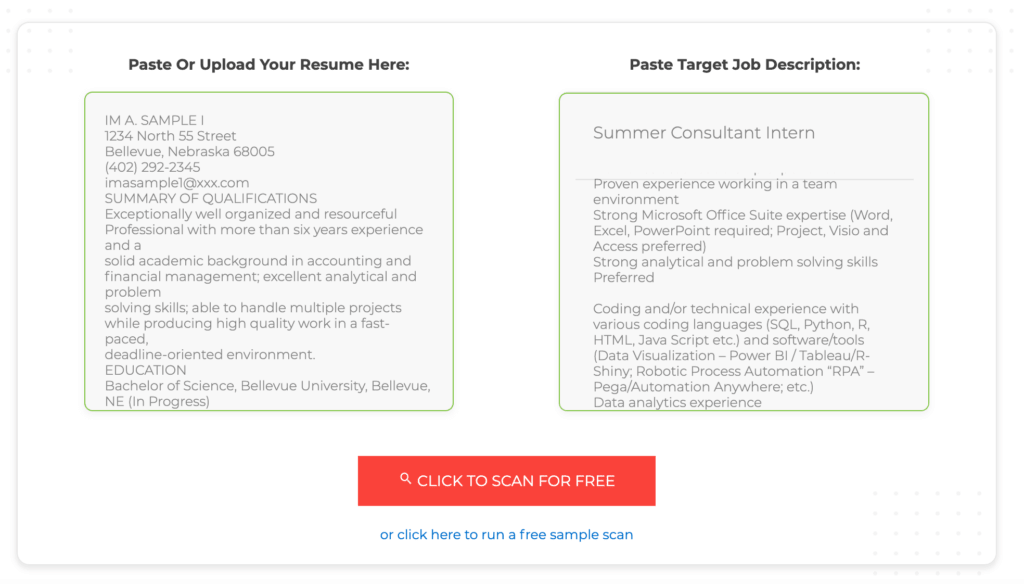 ResyMatch Will Scan Your Resume Against A Job Description