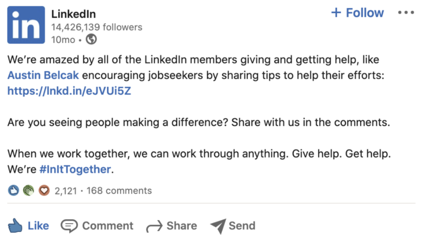 Austin Featured By LinkedIn's Account