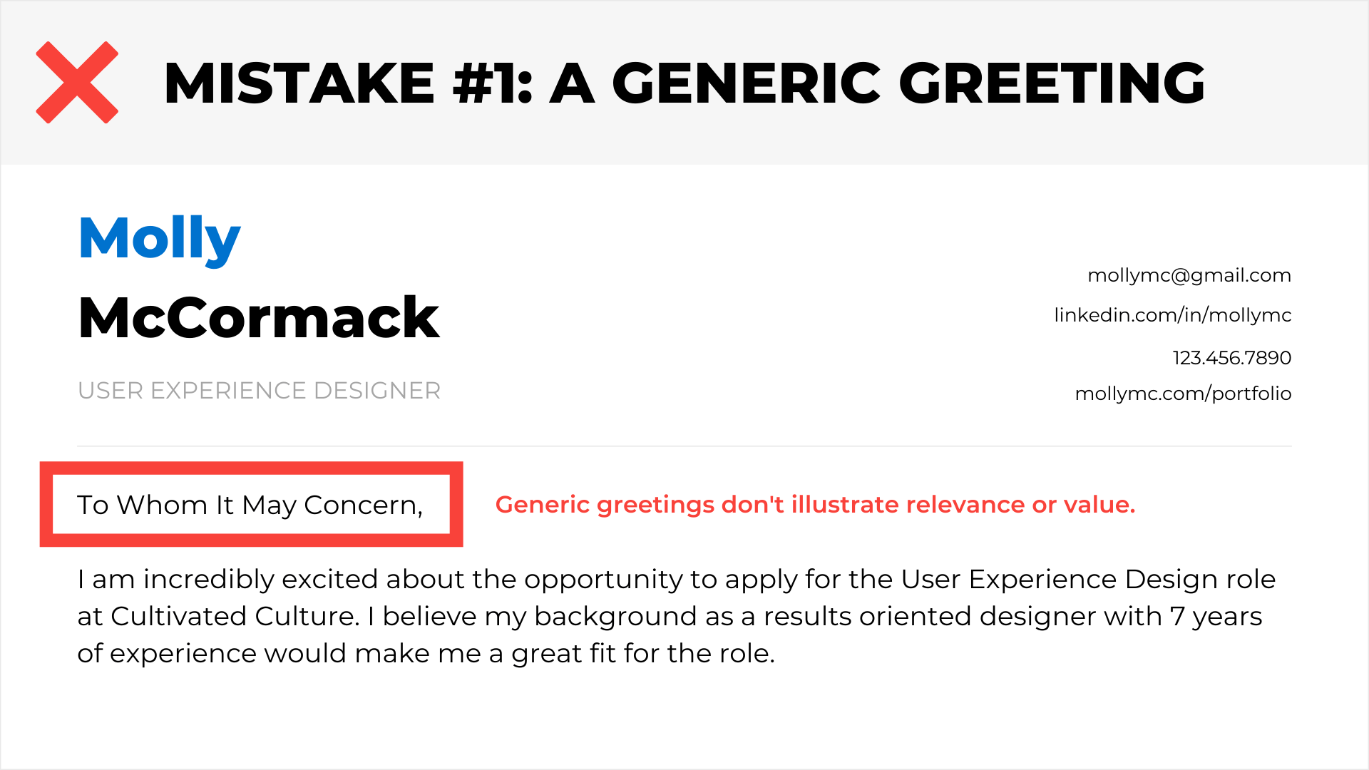Cover Letter Opening Mistake #1 - Using A Generic Greeting