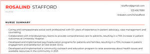 Nursing Resume Summary Example