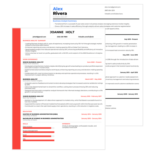 Business Analyst Resume Examples