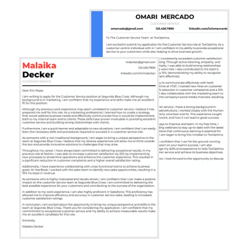 Customer Service Cover Letter Example Page Thumbnail