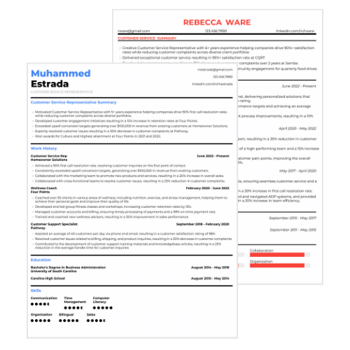Customer Service Resume Examples