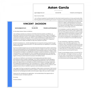 Data Scientist Cover Letter Example
