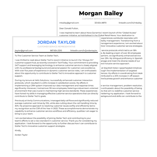 Customer Service Representative Cover Letter Examples