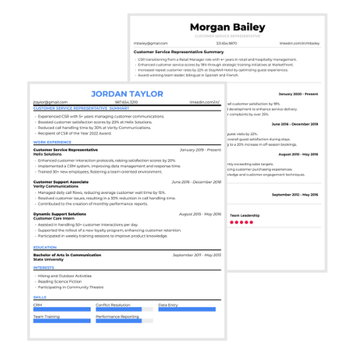 Customer Service Representative Resume Examples