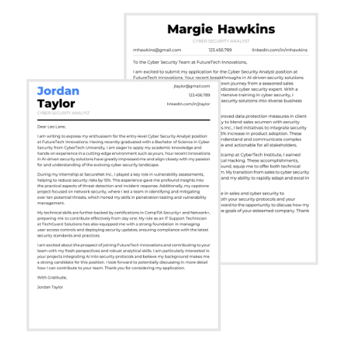 Cyber Security Analyst Cover Letter Examples