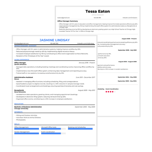 Office Manager Resume Examples