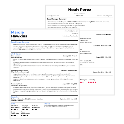 Sales Manager Resume Examples