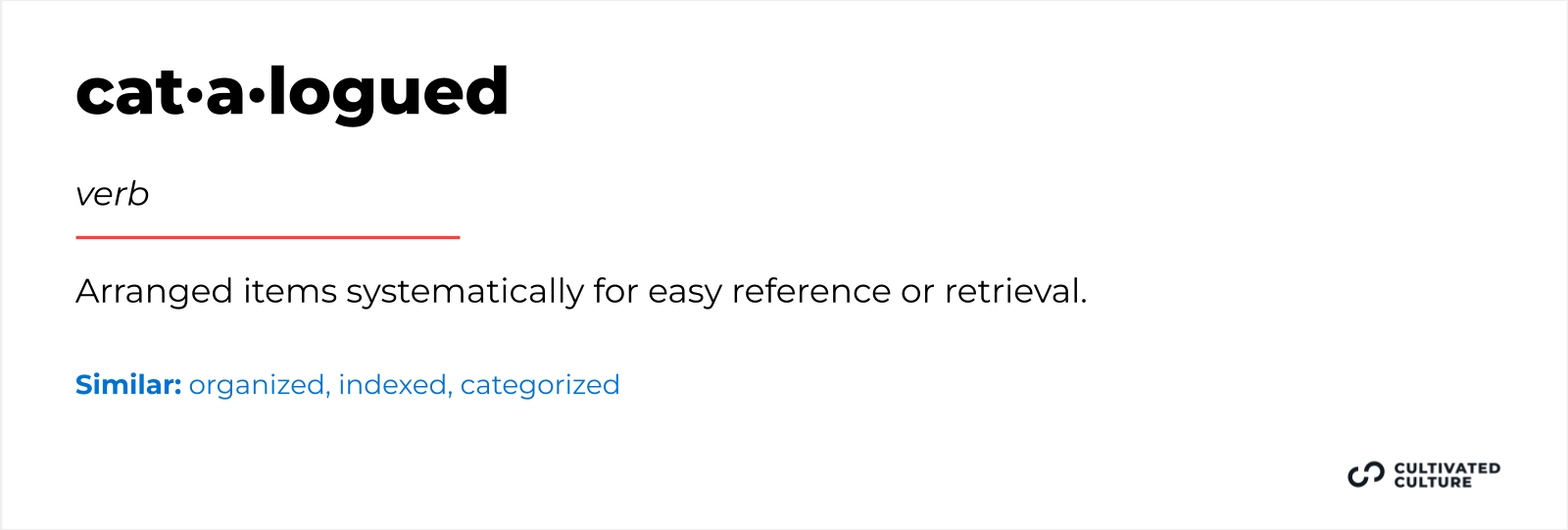 Another word for Catalogued