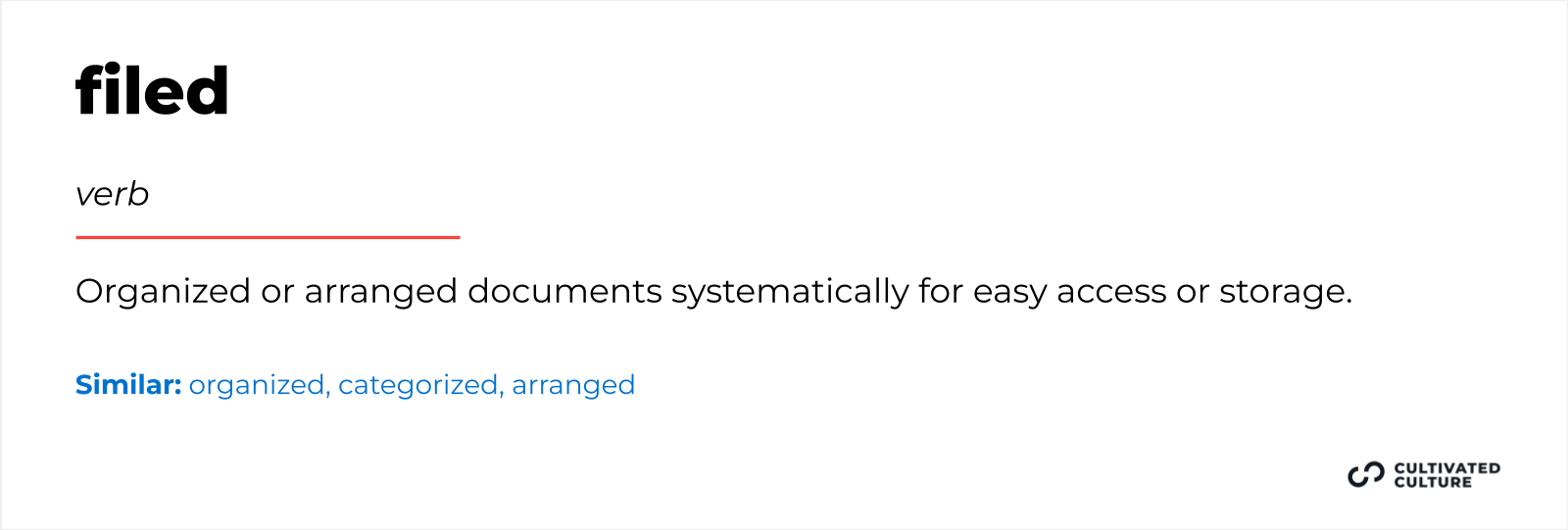 Another word for Filed